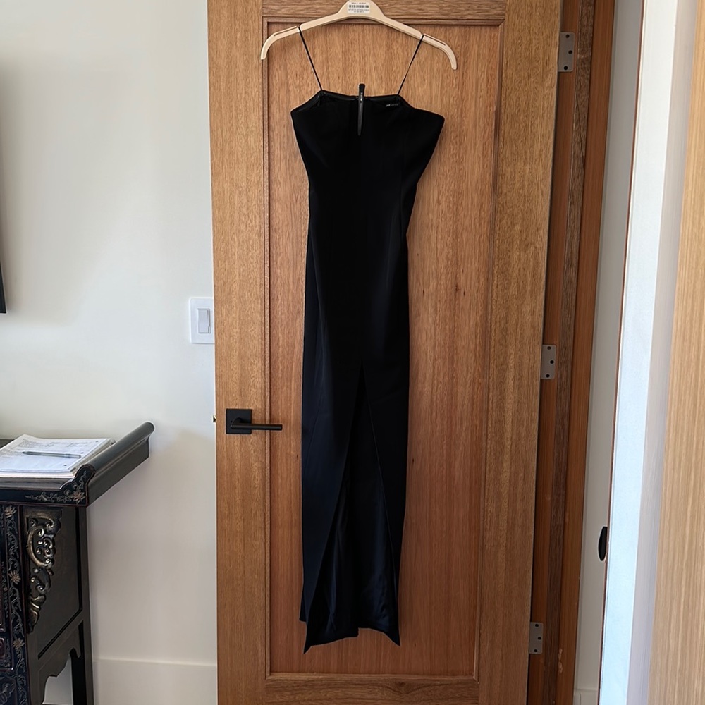 Black, floor length strapless Jay Godfrey gown, size 6